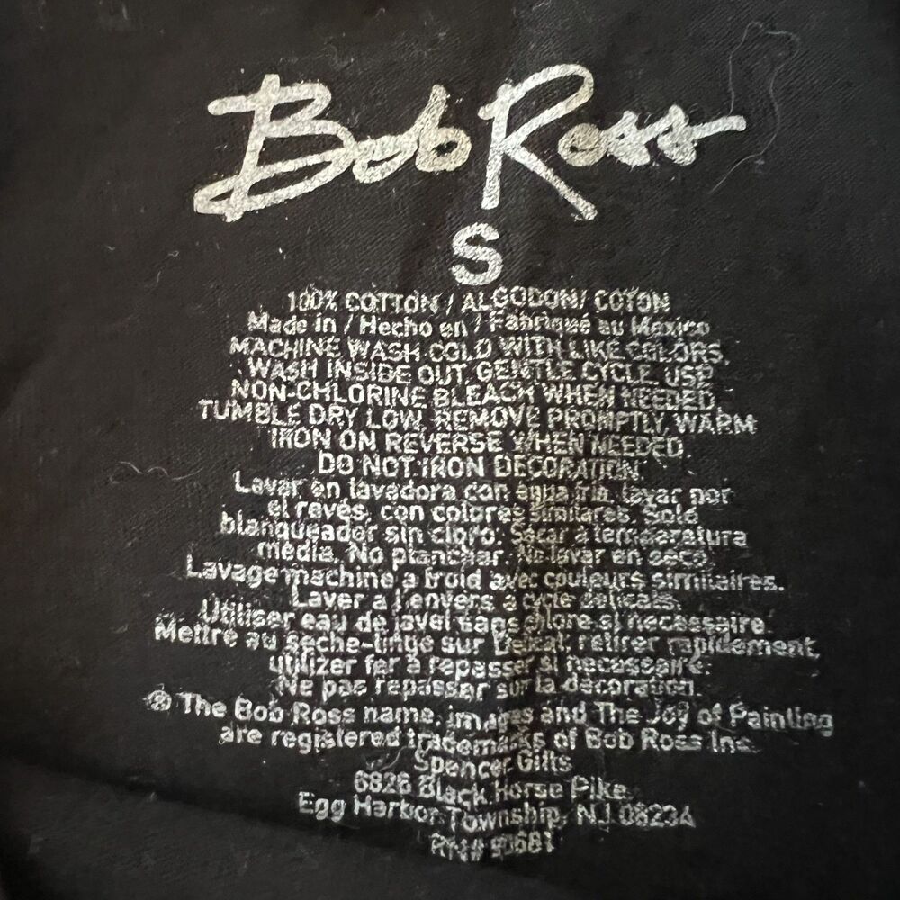 Bob Ross Black Galaxy Themed Short Sleeve Graphic T-Shirt Tee Womens sz Small - Picture 4 of 4